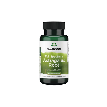 Swanson Full Spectrum Astragalus Root 470 mg, 100 capsules, supports immunity and liver health.